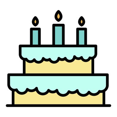 Tatil pastası simgesi renk ana hatları vektörü