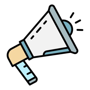 Megafon simgesi renk ana hatları vektörü