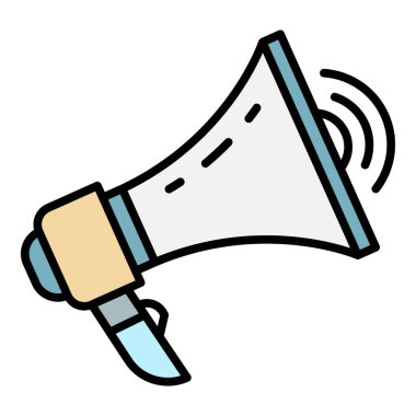 Yüksek sesli megafon simgesi renk ana hatları vektörü