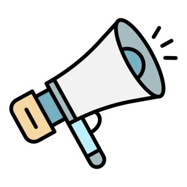 Medya megafon simgesi renk ana hatları vektörü