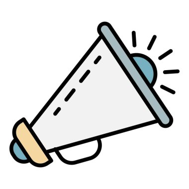 Hoparlör megafon simgesi renk ana hatları vektörü