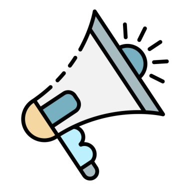 Ses megafonu simgesi renk ana hatları vektörü