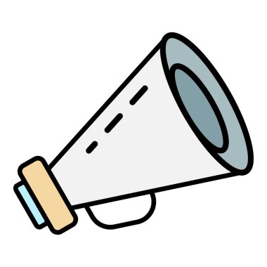 Açık megafon simgesi renk ana hatları vektörü