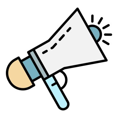 Siren megafon simgesi renk ana hatları vektörü