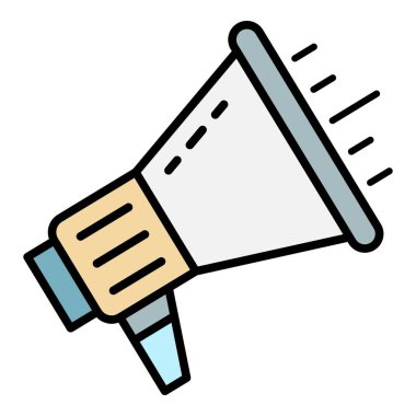 Konuşan megafon simgesi renk ana hatları vektörü