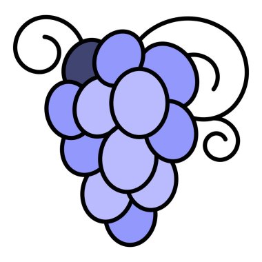 Sonbahar üzüm simgesi renk ana hatları vektörü