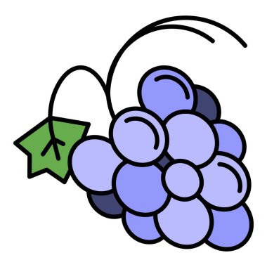 Sağlıklı üzüm simgesi renk ana hatları vektörü