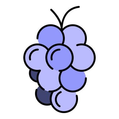 Çiftlik taze üzüm ikonu renk ana hatları vektörü