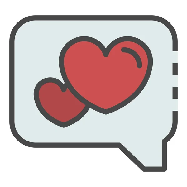 Kabarcık sohbet simgesi renk ana hatları vektöründe kalp — Stok Vektör