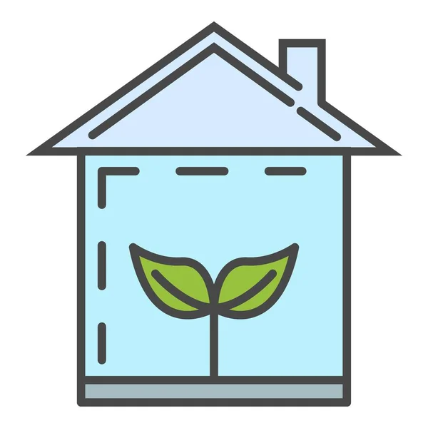 Eco House Symbol Farbe Umrissvektor — Stockvektor