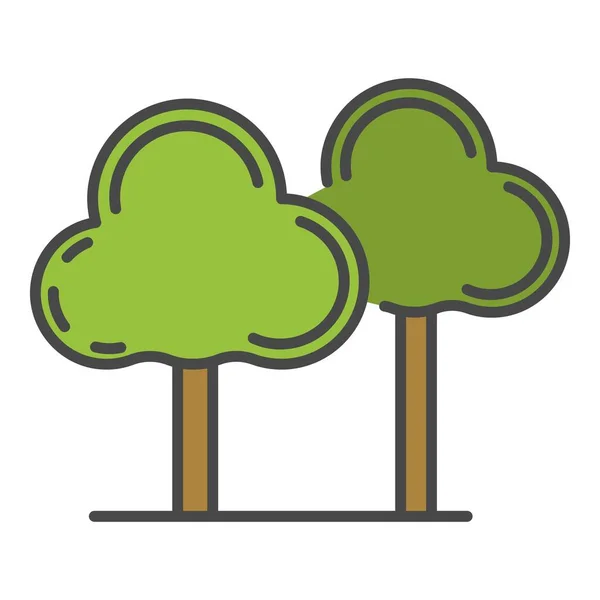 Eko Park ağaç simgesi renk ana hatları vektörü — Stok Vektör