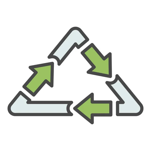 Dreieckige Recycling-Pfeil-Symbol Farbe Umrissvektor — Stockvektor