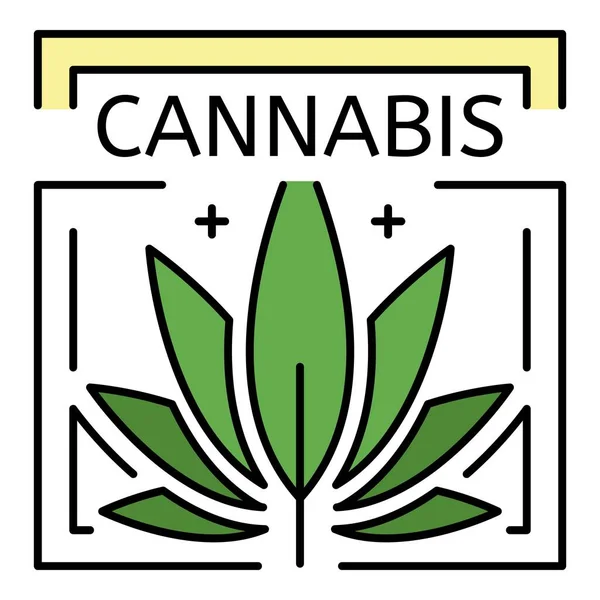 Cannabis droga eco folha logotipo, estilo esboço — Vetor de Stock