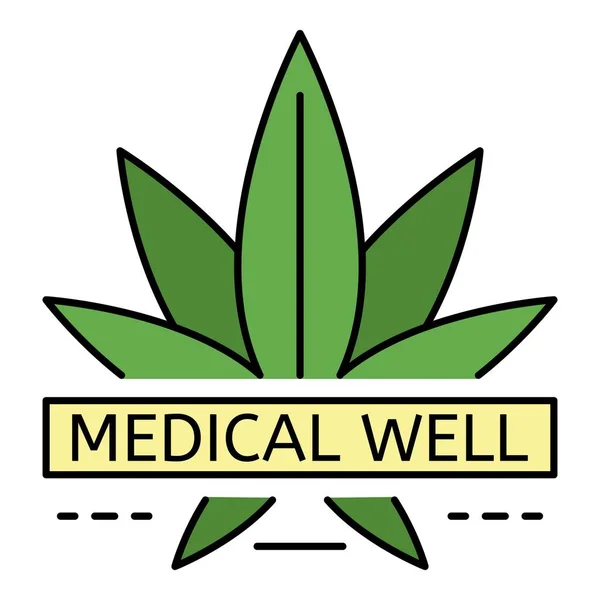 Logotipo médico bien cannabis estilo de contorno — Archivo Imágenes Vectoriales