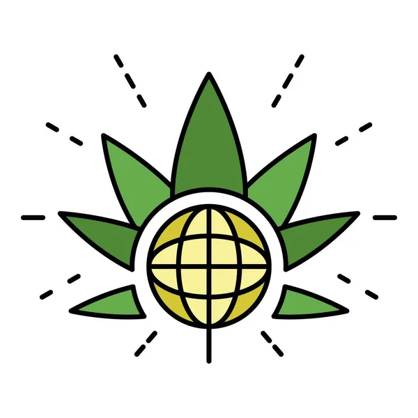 Global marijuanablad logo, skissera stil — Stock vektor