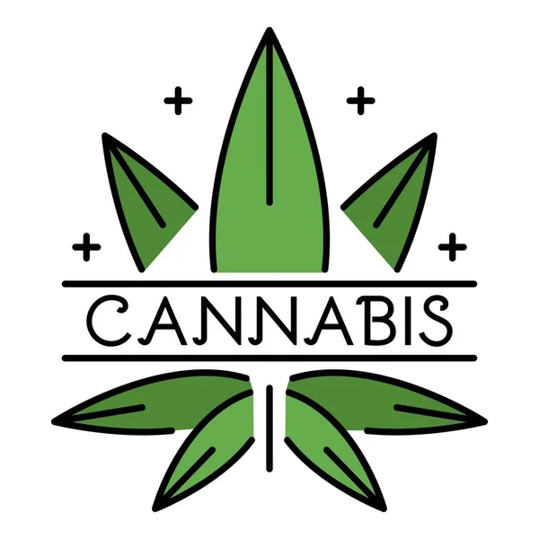 Cannabis eco folha logotipo, estilo esboço — Vetor de Stock
