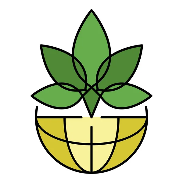 葉マリファナのロゴ、アウトラインスタイル — ストックベクタ