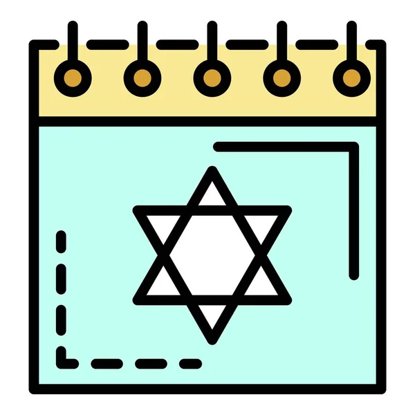 Calendario ebraico icona colore contorno vettoriale — Vettoriale Stock