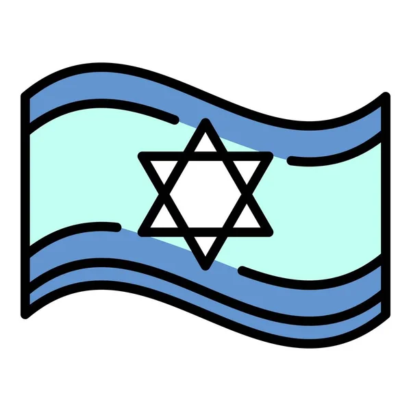 Joodse vlag pictogram kleur omtrek vector — Stockvector
