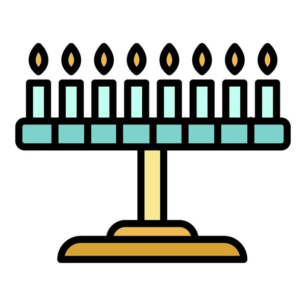 Candle jewish stand图标彩色轮廓矢量 — 图库矢量图片