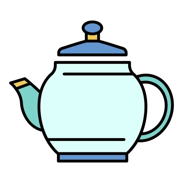 Keramische theepot pictogram pictogram kleur omtrek vector — Stockvector