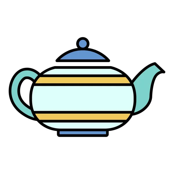 Oude theepot pictogram kleur omtrek vector — Stockvector