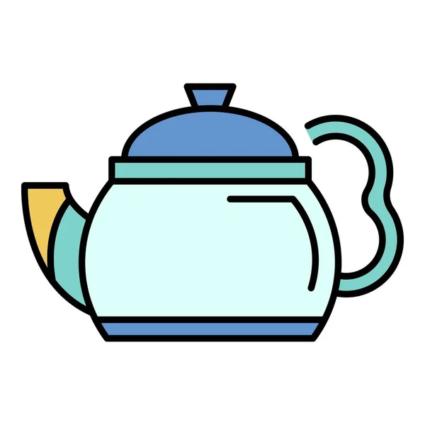 Zwarte theepot pictogram kleur omtrek vector — Stockvector