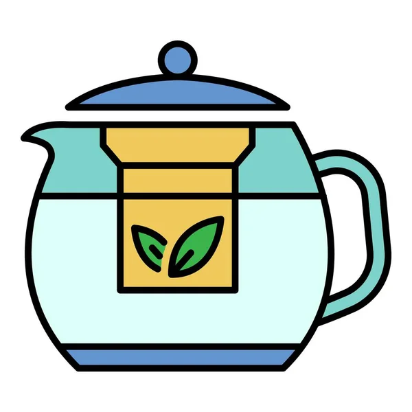 Şeffaf çaydanlık simgesi renk ana hatları vektörü — Stok Vektör