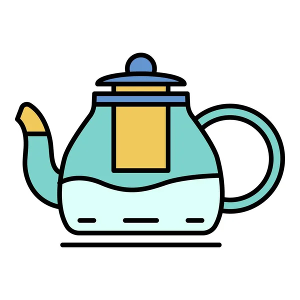 Teekanne Symbol Farbe Umrissvektor — Stockvektor