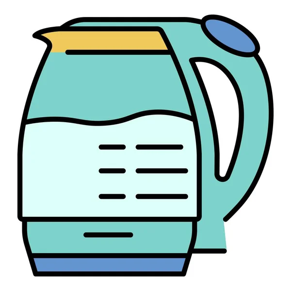 Elektrischer Wasserkocher Symbol Farbe Umrissvektor — Stockvektor