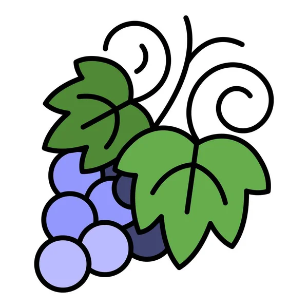 Grapes Symbol Farbe Umrissvektor — Stockvektor