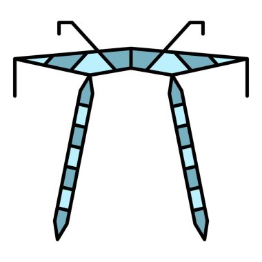 Telgraf elektrik kulesi simgesi renk ana hatları vektörü