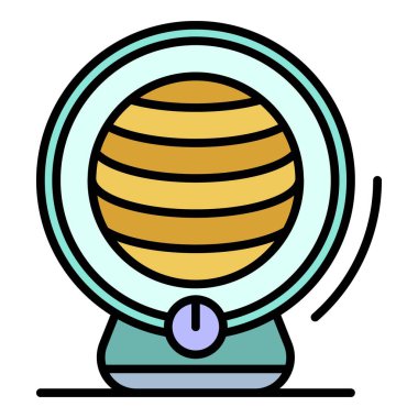 Fan ısıtıcı simgesi renk ana hatları vektörü