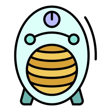 Elektrikli ısıtıcı simgesi renk ana hatları vektörü