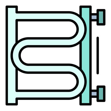 Banyo ısıtıcısı boru simgesi renk ana hatları vektörü