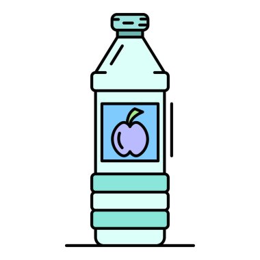 Elma sirkesi şişe simgesi renk ana hatları vektörü