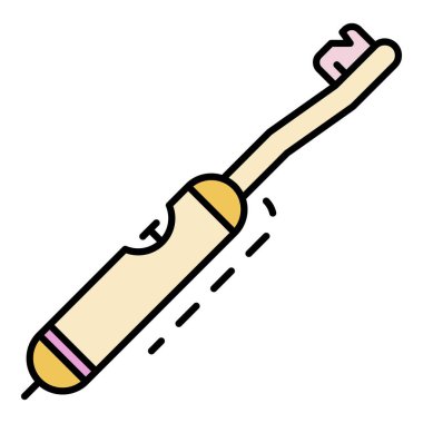 Ultrason diş fırçası simgesi renk ana hatları vektörü