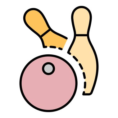 Bowling topu iki lobut simgesi renk ana hatları vektörü