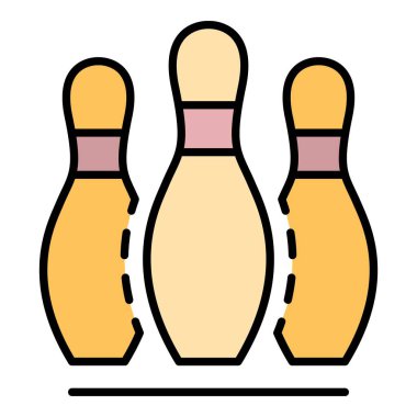 Bowling oyunu simgesi renk ana hatları vektörünü başlat