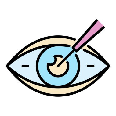 Göz bakım simgesi renk ana hatları vektörü