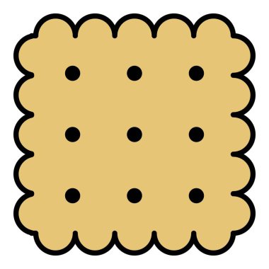 Kare bisküvi simgesi renk ana hatları vektörü