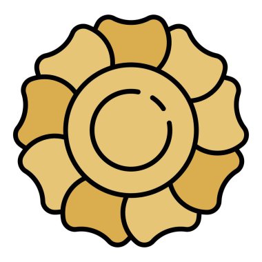 Çiçek tatlı kurabiye simgesi renk ana hatları vektörü