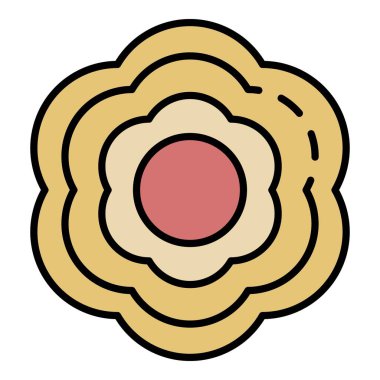 Şekerli kurabiye simgesi renk ana hatları vektörü