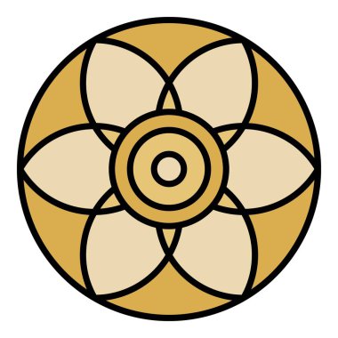 Yuvarlak çiçek bisküvi simgesi renk ana hatları vektörü