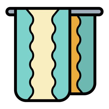 Masaj havlusu simgesi renk ana hatları vektörü