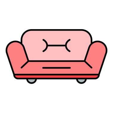 Yumuşak kanepe simgesi renk ana hatları vektörü