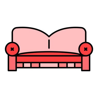 Yastık kanepesi simgesi renk ana hatları vektörü