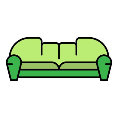 Hall kanepe simgesi renk ana hatları vektörü