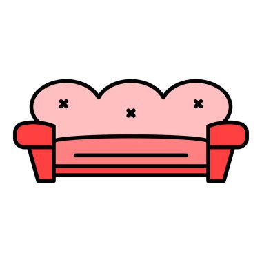 Retro kanepe simgesi renk ana hatları vektörü