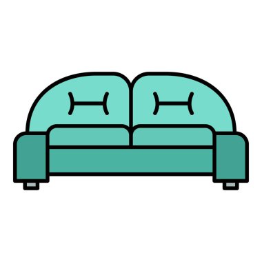 Koltuk simgesini yükle renk ana hatları vektörü